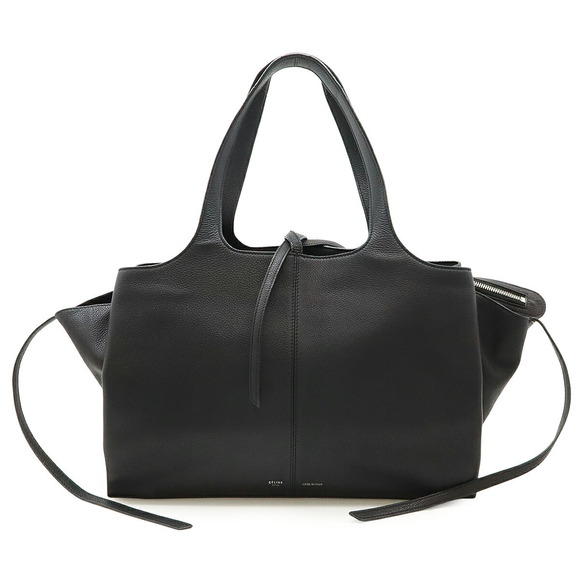 Celine Handbags - Celine Trifold Tote Shoulder Bag Black Leather